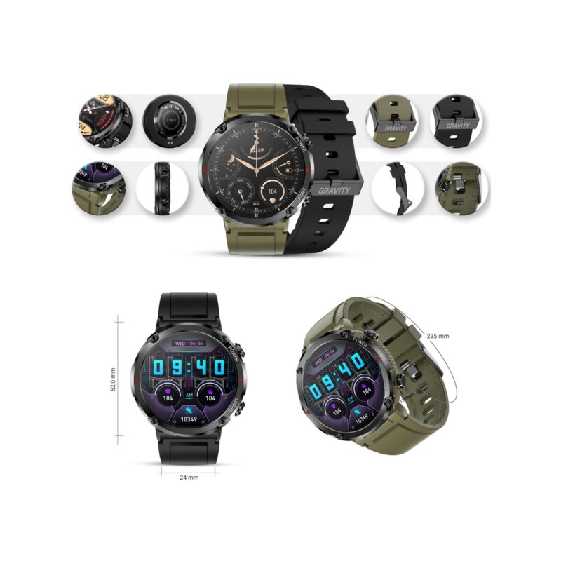 Smartwatch Gravity GT21-7 + Czarny Pasek Silikonowy