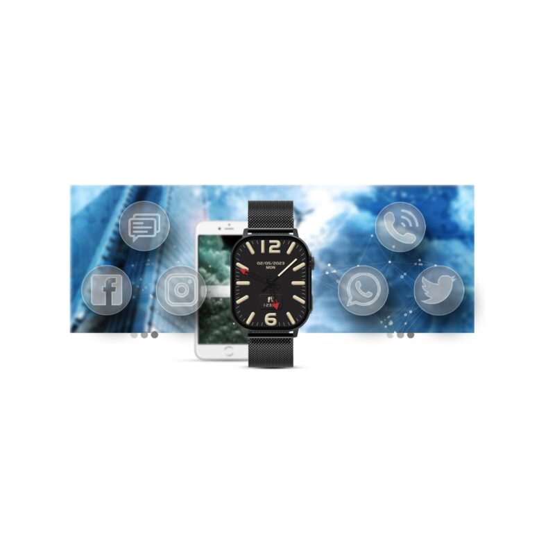 Smartwatch Gravity GT15-2 Pomarańczowy Pasek Silikonowy + Czarna Bransoleta