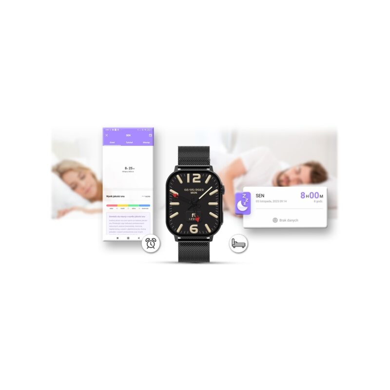 Smartwatch Gravity GT15-2 Pomarańczowy Pasek Silikonowy + Czarna Bransoleta