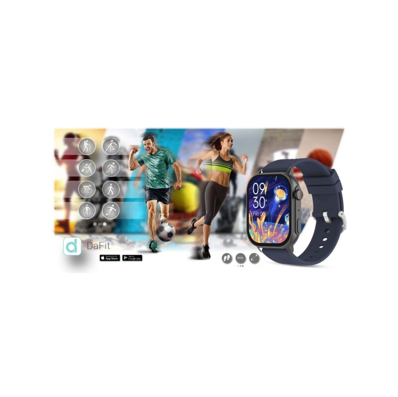 Smartwatch Gravity GT15-4 Niebieski Pasek Silikonowy + Tytanowa Bransoleta