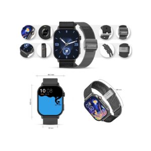 Smartwatch Gravity GT15-5 Czarny Pasek Silikonowy + Tytanowa Bransoleta