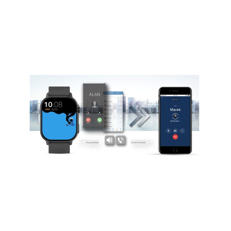 Smartwatch Gravity GT15-5 Czarny Pasek Silikonowy + Tytanowa Bransoleta