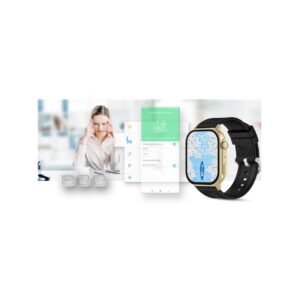 Smartwatch Gravity GT15-6 Czarny Pasek Silikonowy + Złota Bransoleta