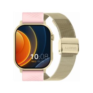 Smartwatch Gravity GT15-7 Różowy Pasek Silikonowy + Złota Bransoleta