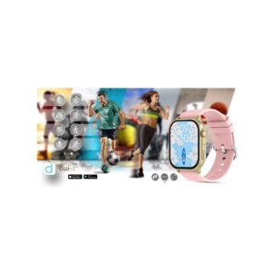 Smartwatch Gravity GT15-7 Różowy Pasek Silikonowy + Złota Bransoleta