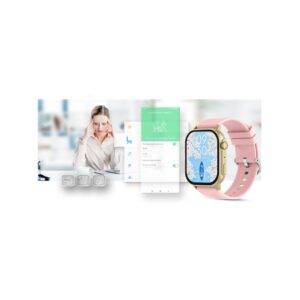 Smartwatch Gravity GT15-7 Różowy Pasek Silikonowy + Złota Bransoleta