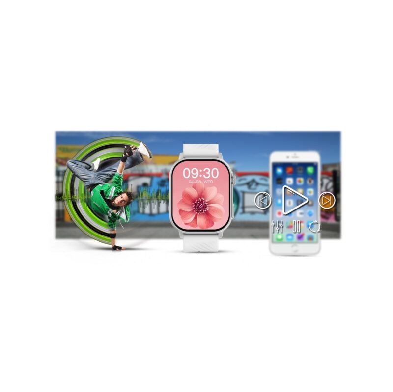 Smartwatch Gravity GT15-8 Szary Pasek Silikonowy + Srebrna Bransoleta