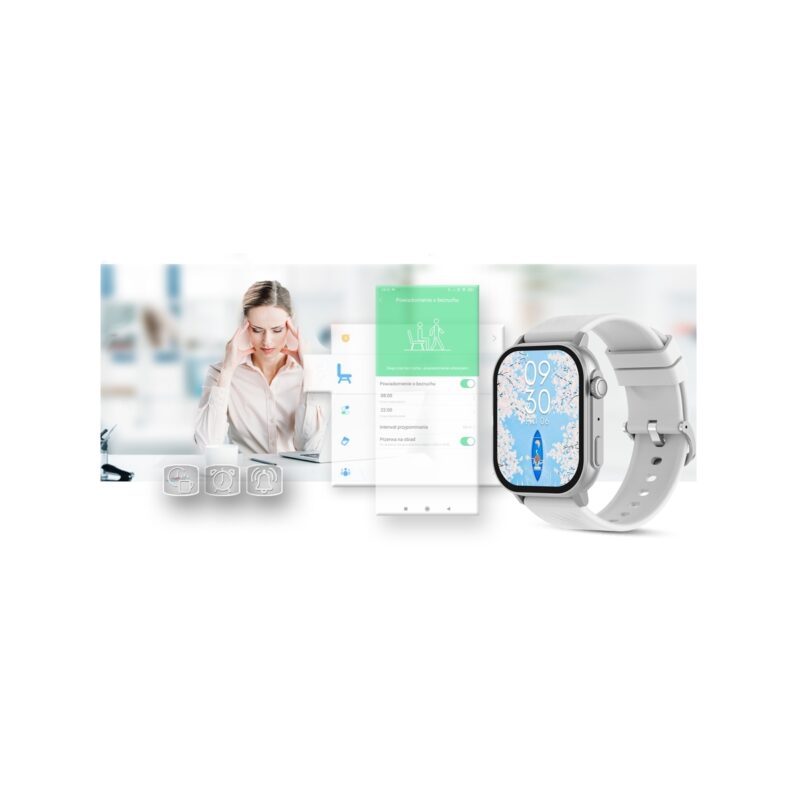 Smartwatch Gravity GT15-8 Szary Pasek Silikonowy + Srebrna Bransoleta