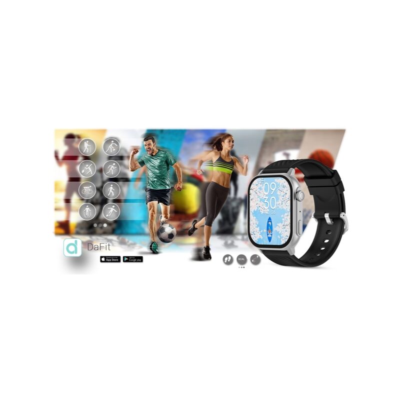 Smartwatch Gravity GT15-9 Czarny Pasek Silikonowy + Srebrna Bransoleta