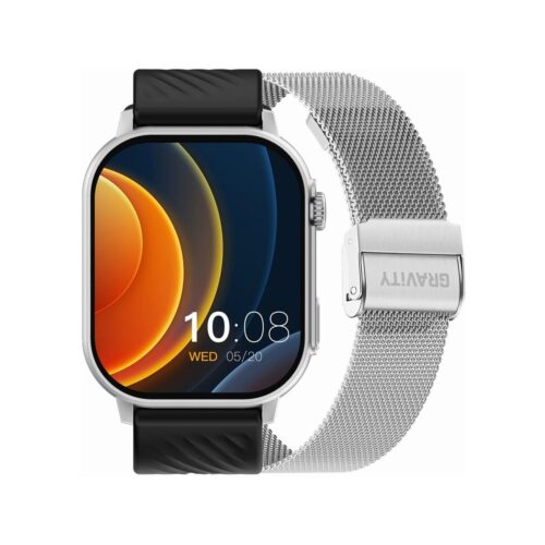Smartwatch Gravity GT15-9 Czarny Pasek Silikonowy + Srebrna Bransoleta