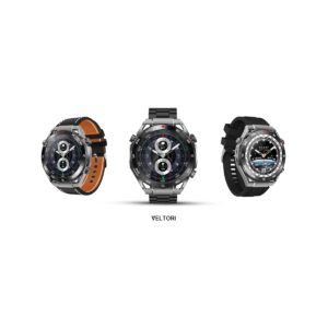 Smartwatch VELTORI VT100-1 + Czarny Pasek Silikonowy + Czarny Eko Skóra