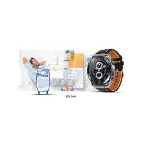 Smartwatch VELTORI VT100-1 + Czarny Pasek Silikonowy + Czarny Eko Skóra
