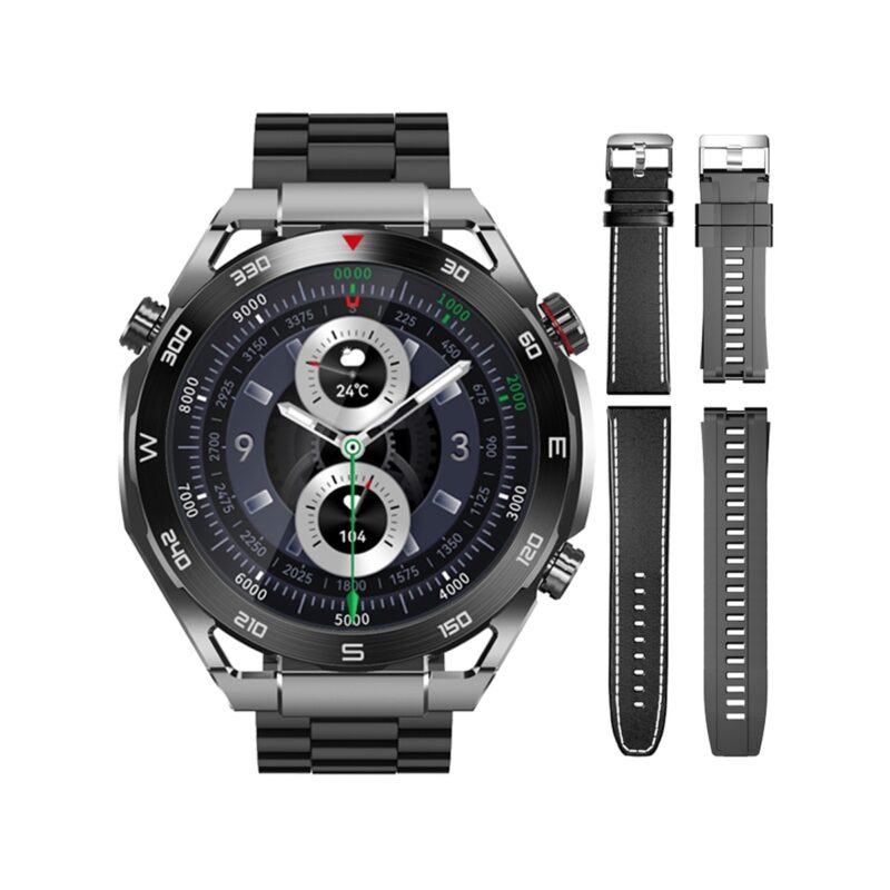 Smartwatch VELTORI VT100-1 + Czarny Pasek Silikonowy + Czarny Eko Skóra