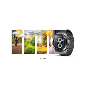 Smartwatch VELTORI VT100-1 + Czarny Pasek Silikonowy + Czarny Eko Skóra