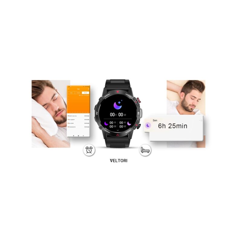 Smartwatch VELTORI VT110-1 Czarny Pasek Silikonowy