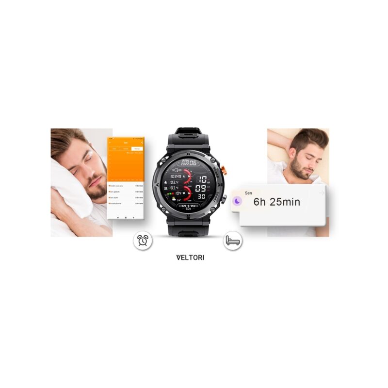 Smartwatch VELTORI VT130-1 Czarny Pasek Silikonowy