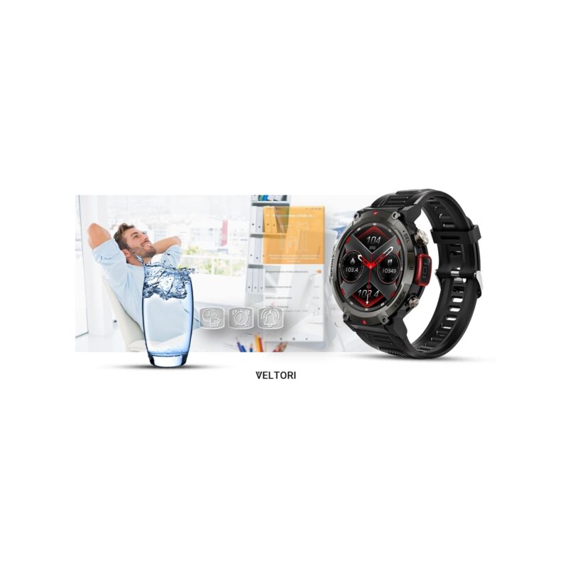 Smartwatch VELTORI VT140-1 Czarny Pasek Silikonowy