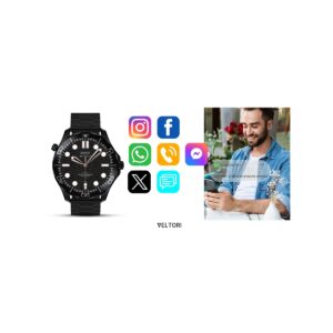 Smartwatch VELTORI VT150-1 Czarny Pasek Silikonowy + Czarna Bransoleta