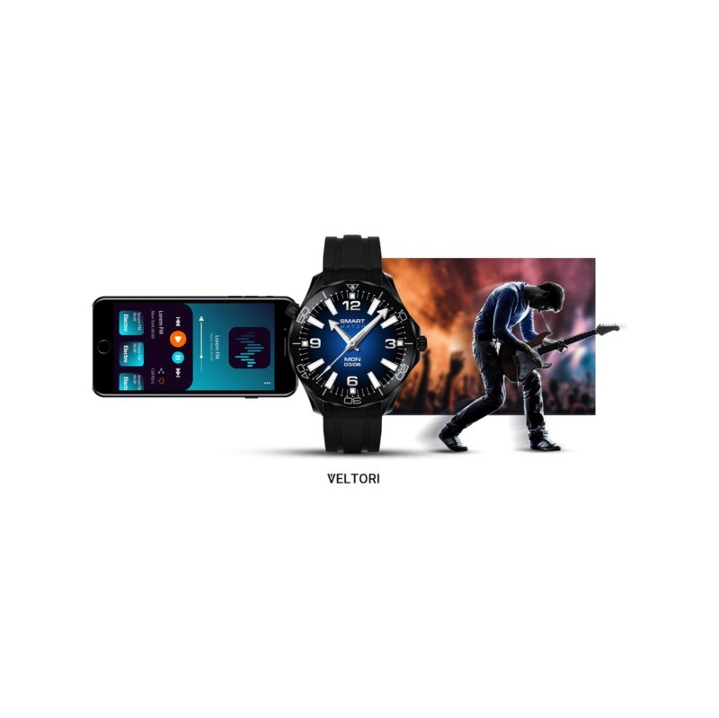 Smartwatch VELTORI VT150-1 Czarny Pasek Silikonowy + Czarna Bransoleta