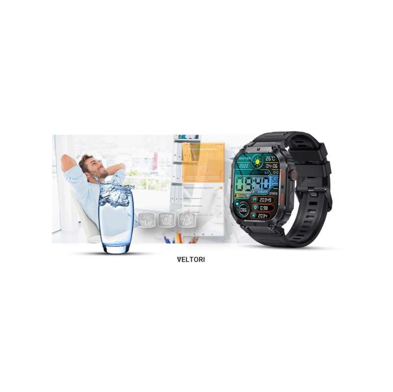 Smartwatch VELTORI VT200-1 Czarny Pasek Silikonowy