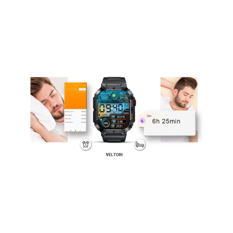 Smartwatch VELTORI VT200-1 Czarny Pasek Silikonowy