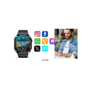 Smartwatch VELTORI VT200-1 Czarny Pasek Silikonowy