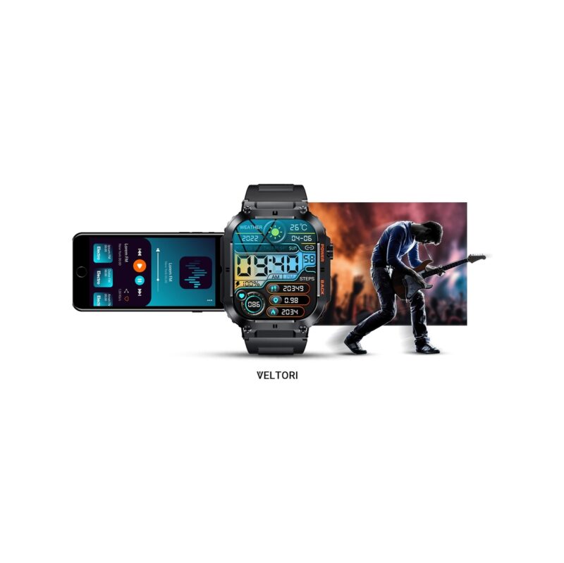 Smartwatch VELTORI VT200-1 Czarny Pasek Silikonowy