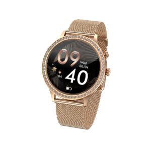 77_33_72_max Smartwatch Damski VELTORI VT310-1 Złota Bransoleta + Różowy Pasek Silikonowy