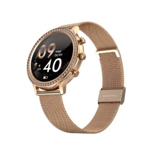 77_33_75_max Smartwatch Damski VELTORI VT310-1 Złota Bransoleta + Różowy Pasek Silikonowy