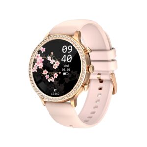 77_33_79_max Smartwatch Damski VELTORI VT310-1 Złota Bransoleta + Różowy Pasek Silikonowy