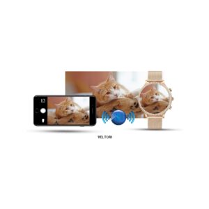 77_33_88_max Smartwatch Damski VELTORI VT310-1 Złota Bransoleta + Różowy Pasek Silikonowy