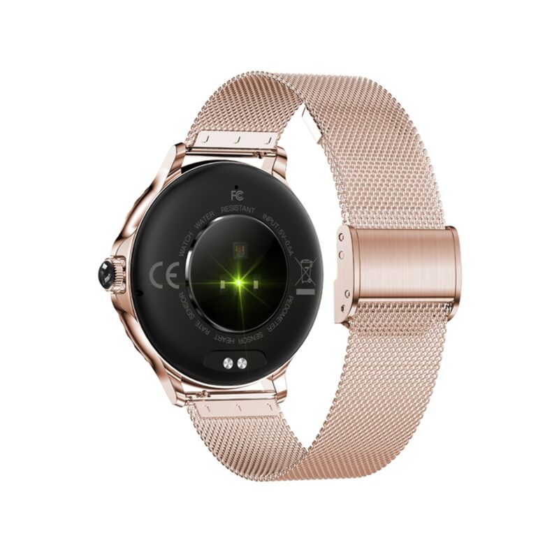 77_34_101_max Smartwatch Damski VELTORI VT320-1 Złota Bransoleta + Różowy Pasek Silikonowy