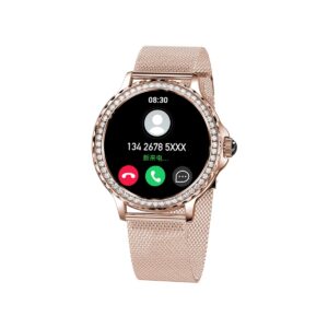 77_34_102_max Smartwatch Damski VELTORI VT320-1 Złota Bransoleta + Różowy Pasek Silikonowy