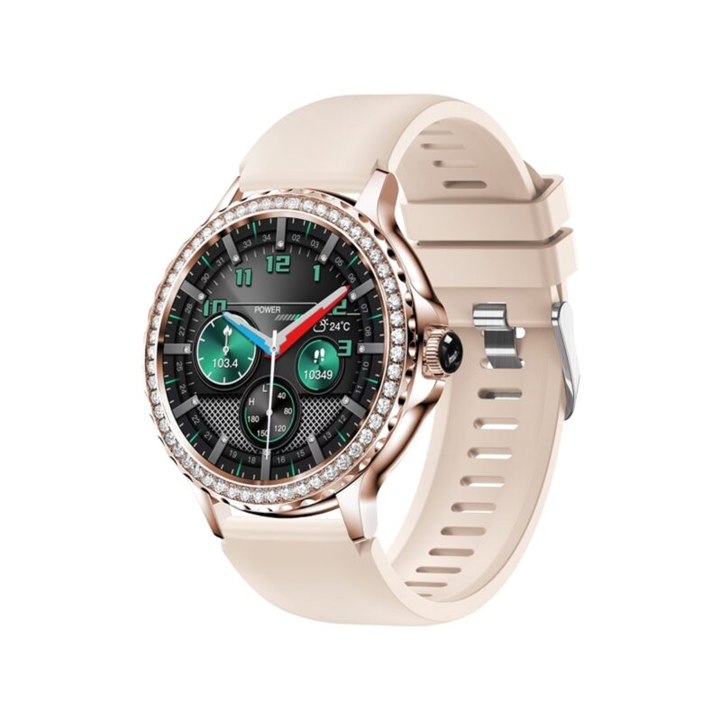 77_34_103_max Smartwatch Damski VELTORI VT320-1 Złota Bransoleta + Różowy Pasek Silikonowy