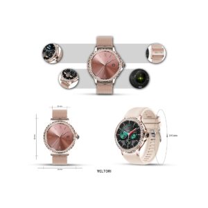 77_34_105_max Smartwatch Damski VELTORI VT320-1 Złota Bransoleta + Różowy Pasek Silikonowy