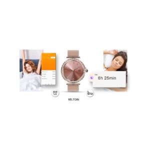 77_34_110_max Smartwatch Damski VELTORI VT320-1 Złota Bransoleta + Różowy Pasek Silikonowy