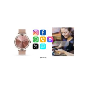 77_34_111_max Smartwatch Damski VELTORI VT320-1 Złota Bransoleta + Różowy Pasek Silikonowy