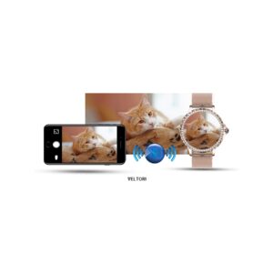 77_34_113_max Smartwatch Damski VELTORI VT320-1 Złota Bransoleta + Różowy Pasek Silikonowy