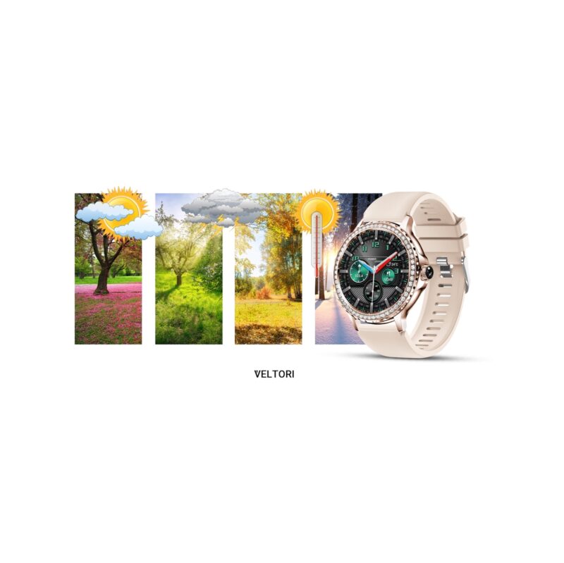 77_34_116_max Smartwatch Damski VELTORI VT320-1 Złota Bransoleta + Różowy Pasek Silikonowy