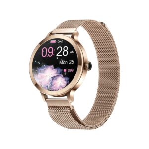77_35_46_max Smartwatch Damski VELTORI VT340-1 Złota Bransoleta + Różowy Pasek Silikonowy