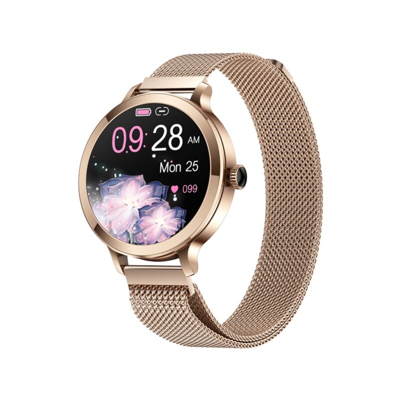 77_35_46_max Smartwatch Damski VELTORI VT340-1 Złota Bransoleta + Różowy Pasek Silikonowy