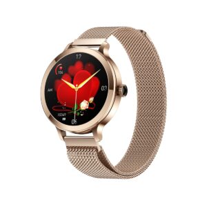 77_35_47_max Smartwatch Damski VELTORI VT340-1 Złota Bransoleta + Różowy Pasek Silikonowy