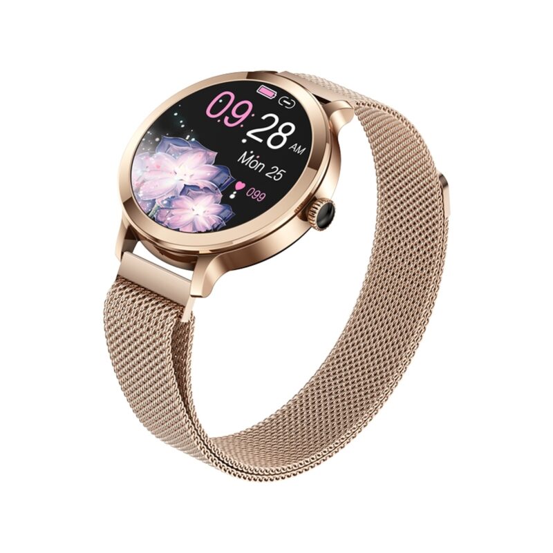 77_35_53_max Smartwatch Damski VELTORI VT340-1 Złota Bransoleta + Różowy Pasek Silikonowy