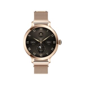 77_35_55_max Smartwatch Damski VELTORI VT340-1 Złota Bransoleta + Różowy Pasek Silikonowy