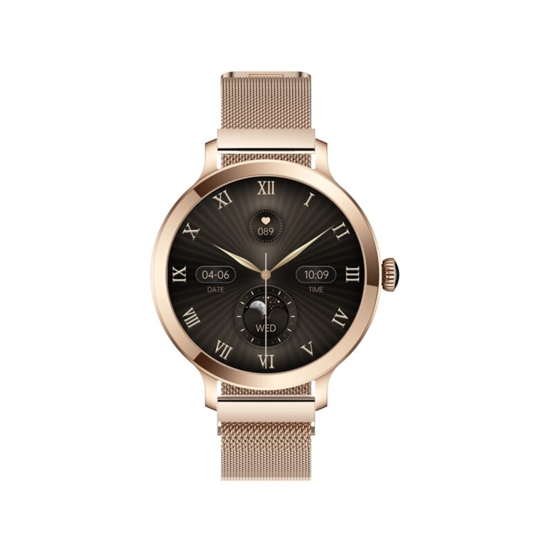 77_35_55_max Smartwatch Damski VELTORI VT340-1 Złota Bransoleta + Różowy Pasek Silikonowy