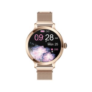 77_35_56_max Smartwatch Damski VELTORI VT340-1 Złota Bransoleta + Różowy Pasek Silikonowy