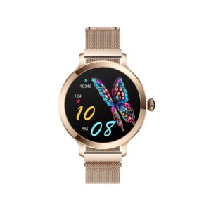 77_35_57_max Smartwatch Damski VELTORI VT340-1 Złota Bransoleta + Różowy Pasek Silikonowy