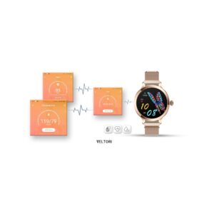 77_35_60_max Smartwatch Damski VELTORI VT340-1 Złota Bransoleta + Różowy Pasek Silikonowy