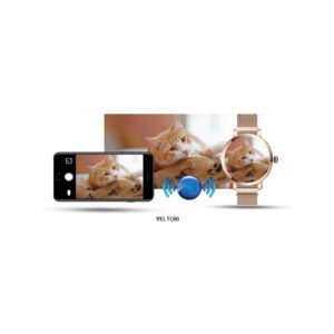 77_35_65_max Smartwatch Damski VELTORI VT340-1 Złota Bransoleta + Różowy Pasek Silikonowy