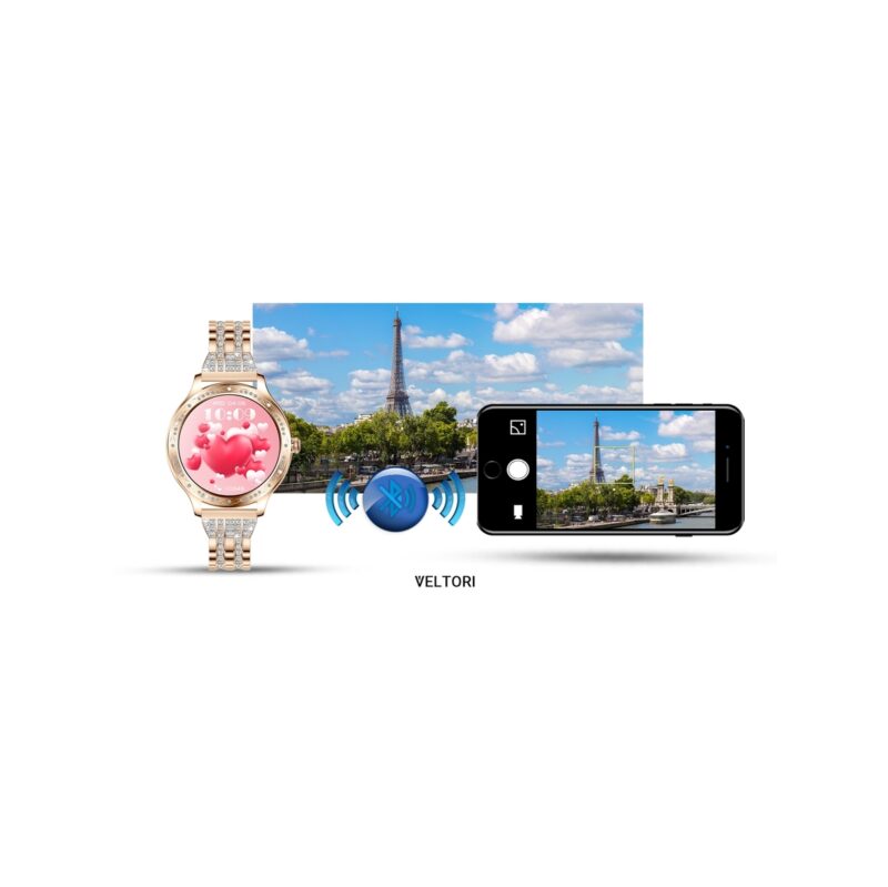 Smartwatch Damski VELTORI VT350-1 Bransoleta Różowe Złoto
